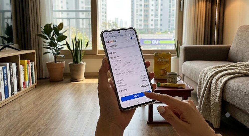 스마트폰 웹 브라우저로 유튜브 요금제 결제하는 모습