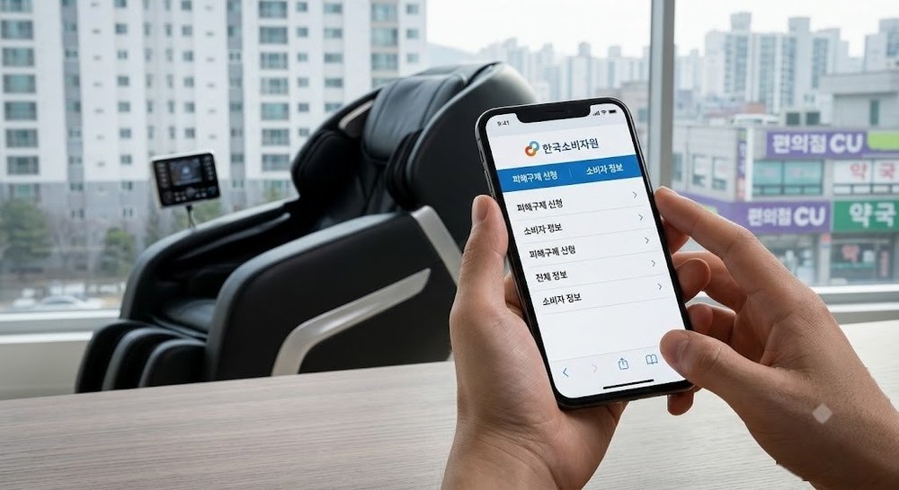 스마트폰으로 한국소비자원 청약철회 규정을 확인하는 모습
