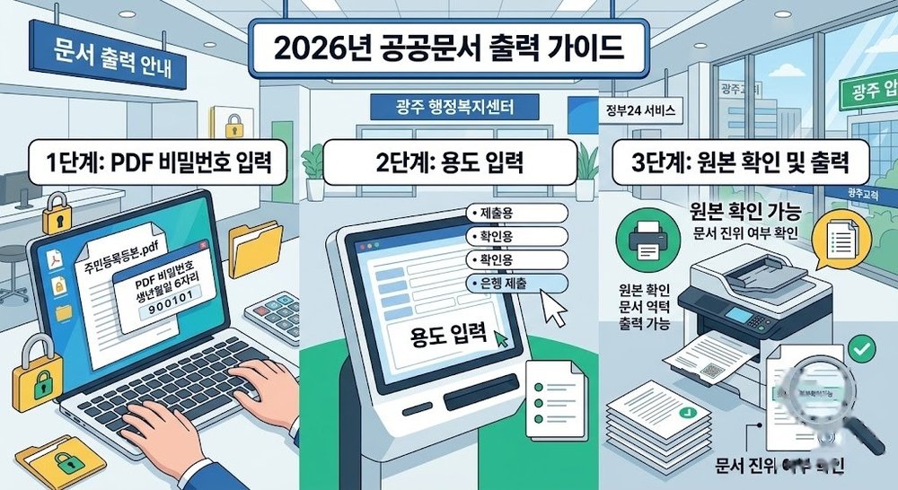 건강진단결과서 PDF 출력과 비밀번호 및 원본 확인 주의사항