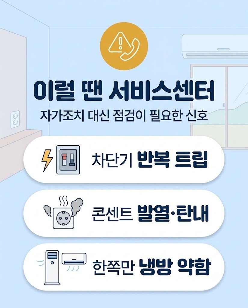 2in1 에어컨 서비스센터 문의가 필요한 위험 신호