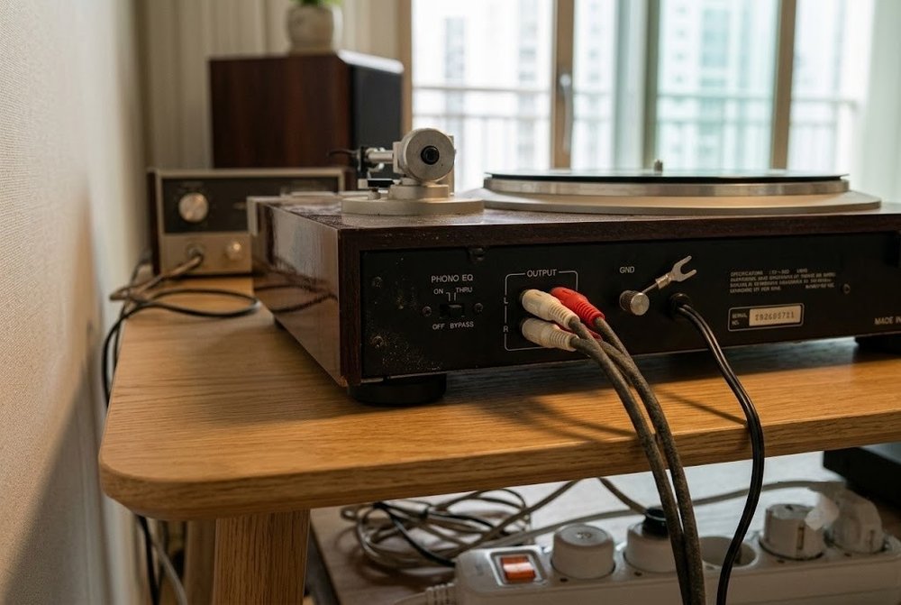 턴테이블 포노 EQ 스위치와 연결 단자