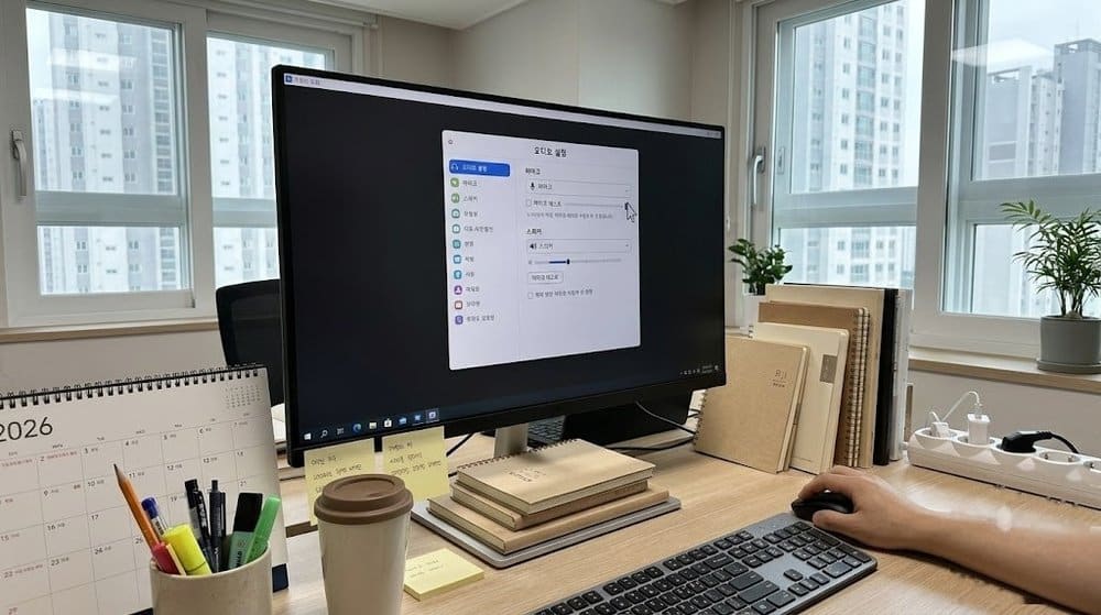 줌 오디오 참가 시 마이크 음소거 설정 화면